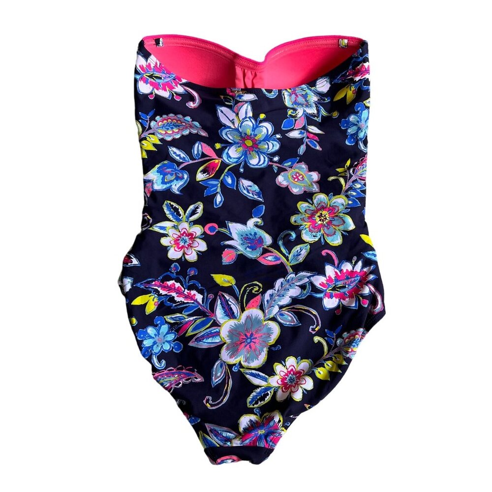 Anne Cole Twist Front Shirred Floral One-Piece Swimsuit Size M - Picture 2 of 13